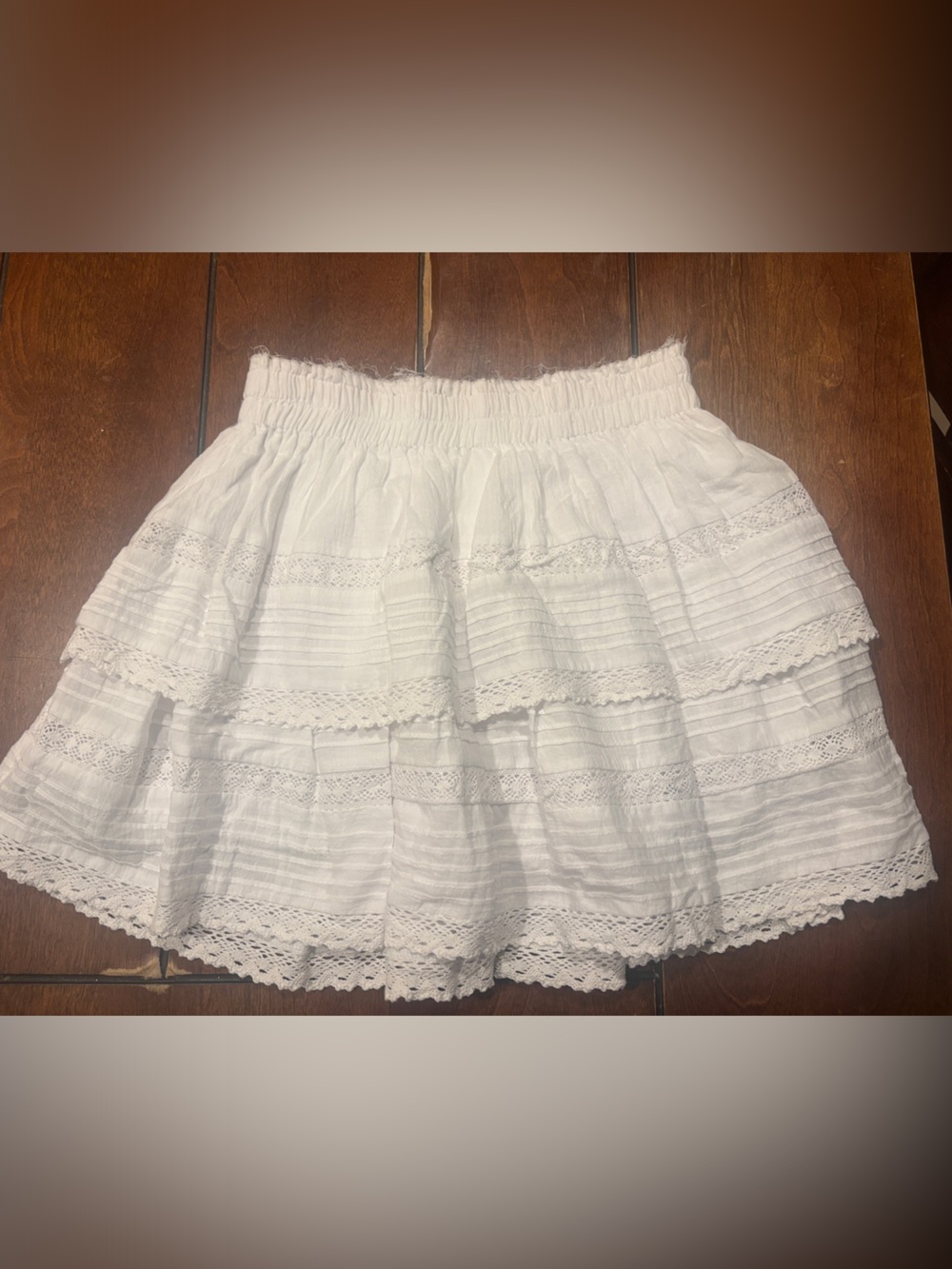 White Tiered Lace Mini Skirt